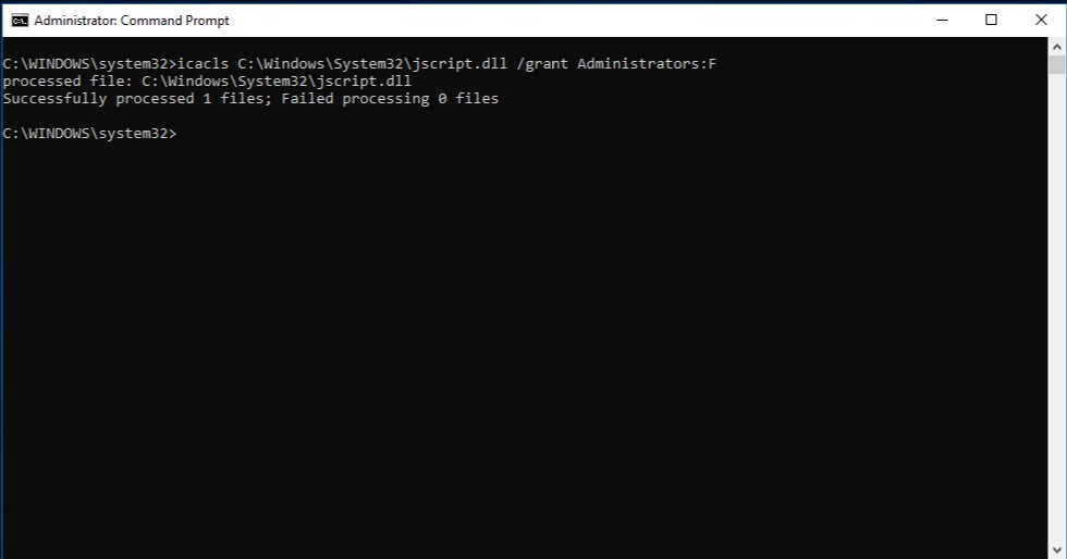 Command Prompt for Admin Rights to Repair Windows 10 File