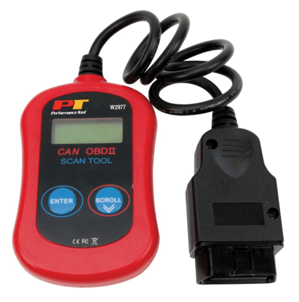 PT Performance W2977 CAN OBDII Diagnostic Scan Tool displaying error codes