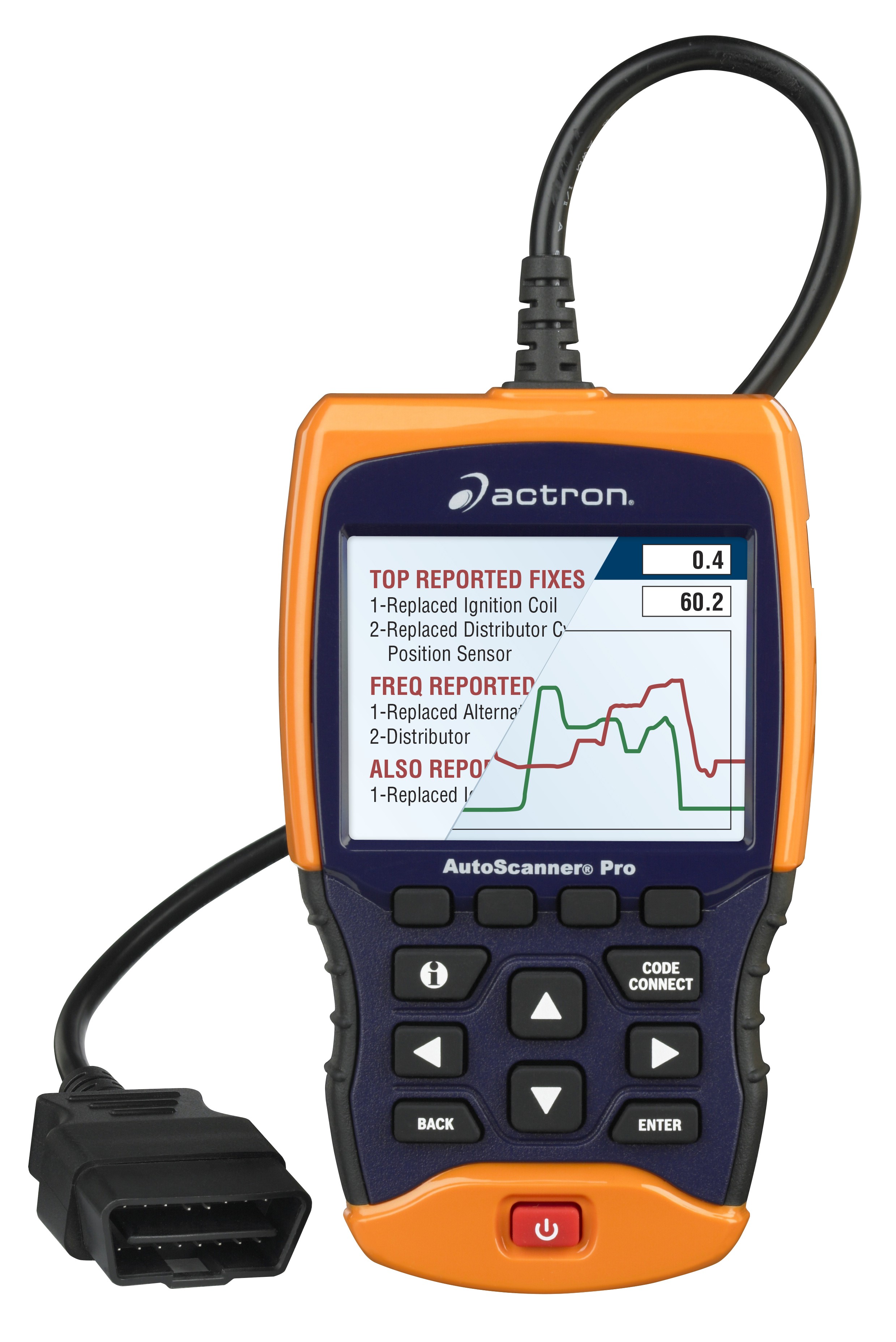 Actron CP9695 AutoScanner Pro OBD II Scan Tool Displaying Diagnostic Information