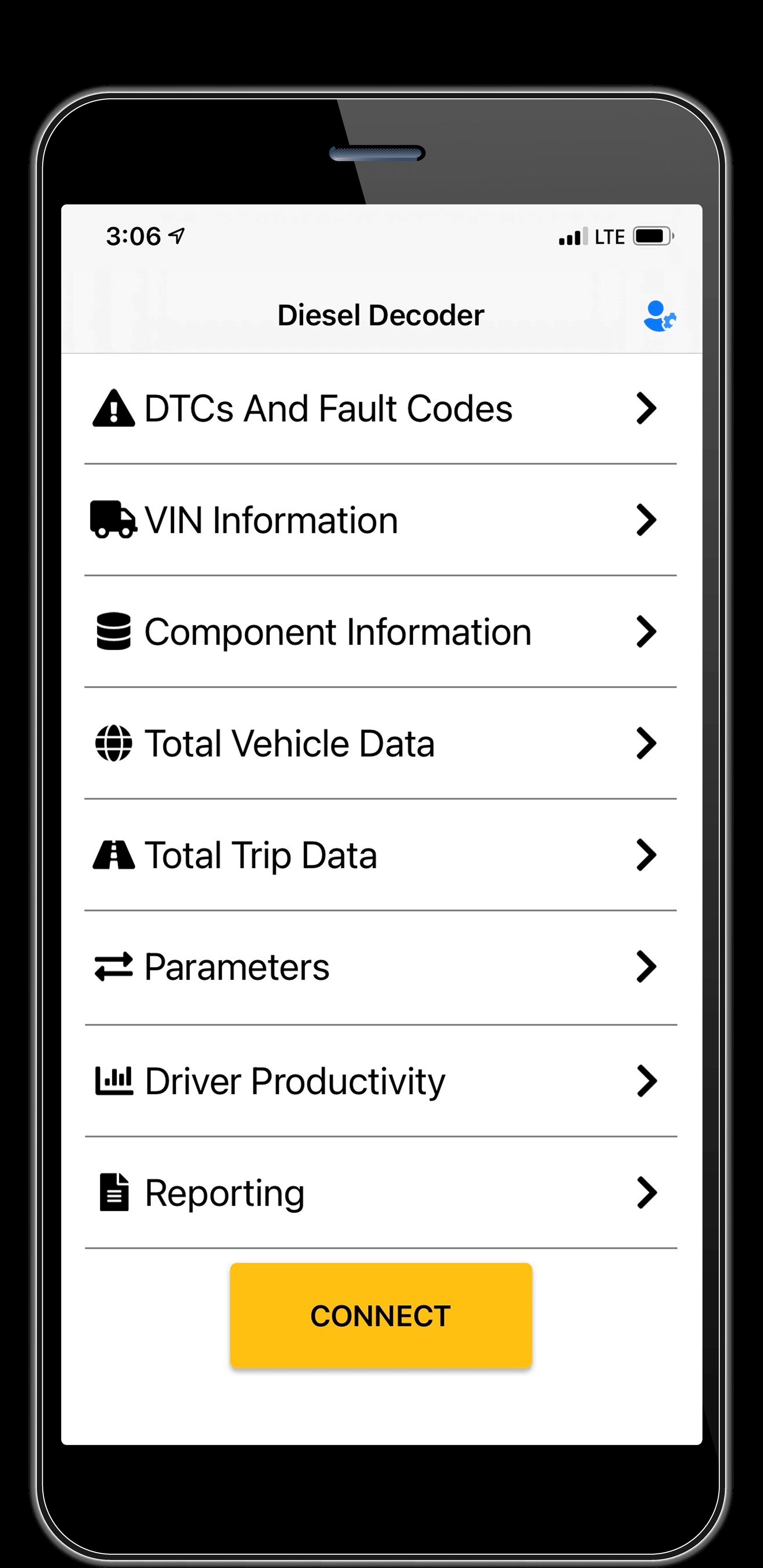 Diesel Decoder App Interface on iPhone