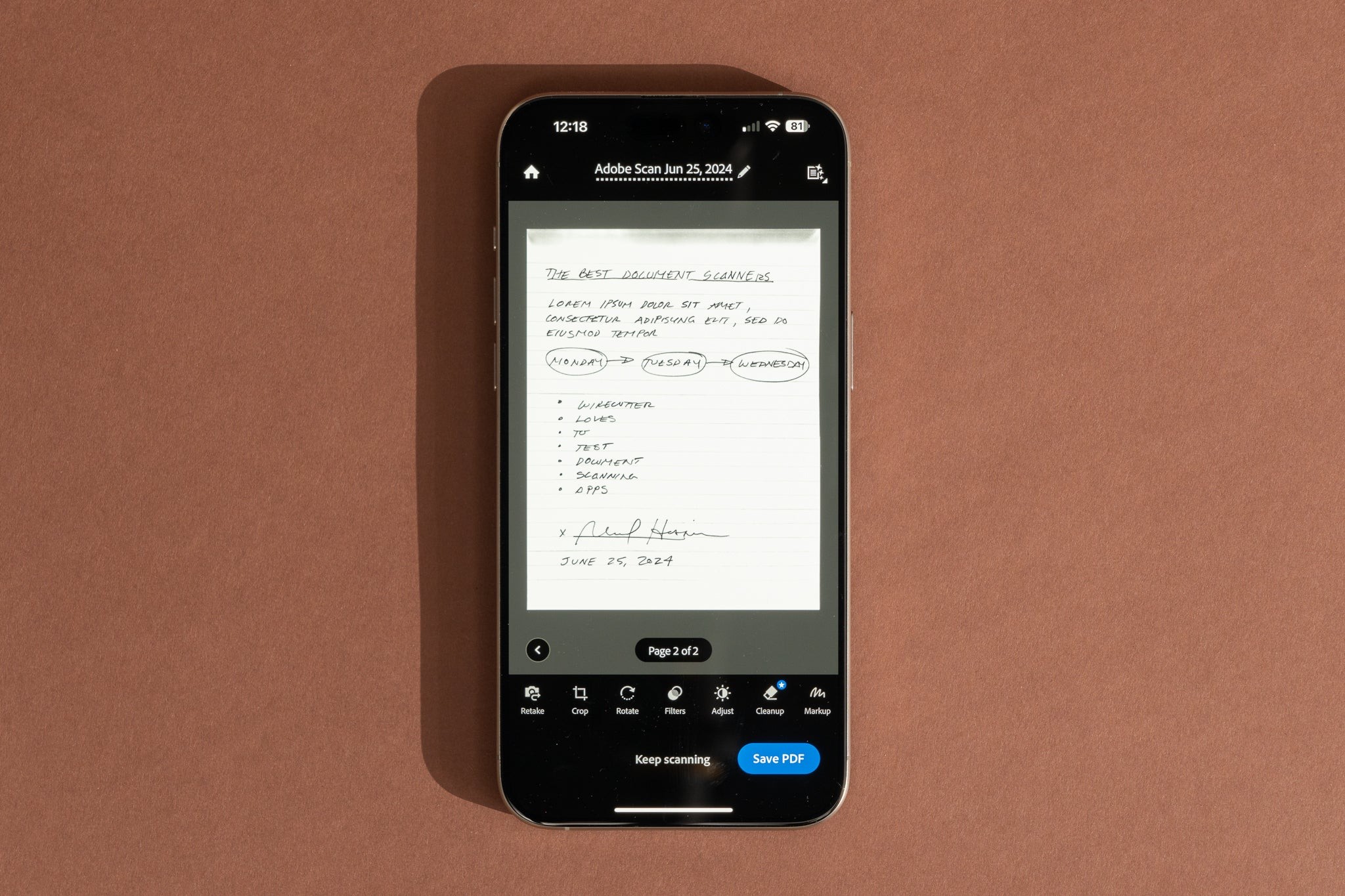 Using the best smartphone scan tool, Adobe Scan, to digitize documents quickly and efficiently.