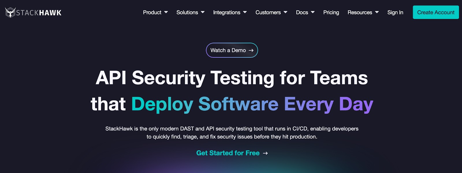 StackHawk application security testing interface