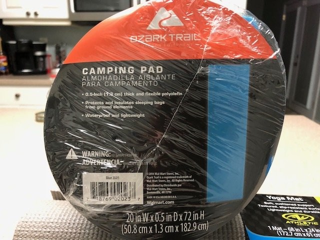 Ozark Trail camping pad and grey yoga mat, materials for DIY automotive scan tool storage foam inserts.