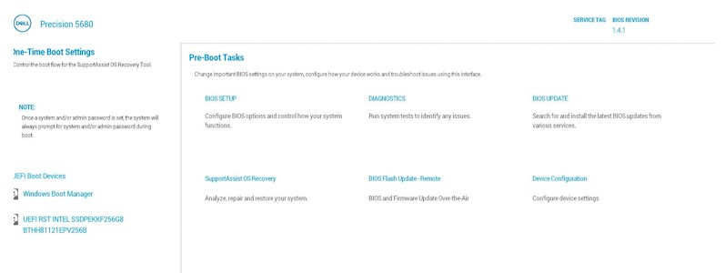 Dell One Time Boot Menu for System Scan Tool