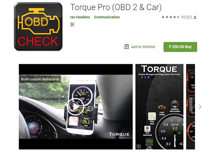 Customizable dashboard of Torque Pro app displaying real-time vehicle diagnostics on an Android phone