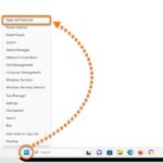 Windows Start icon leading to Apps and Features menu in Windows 11
