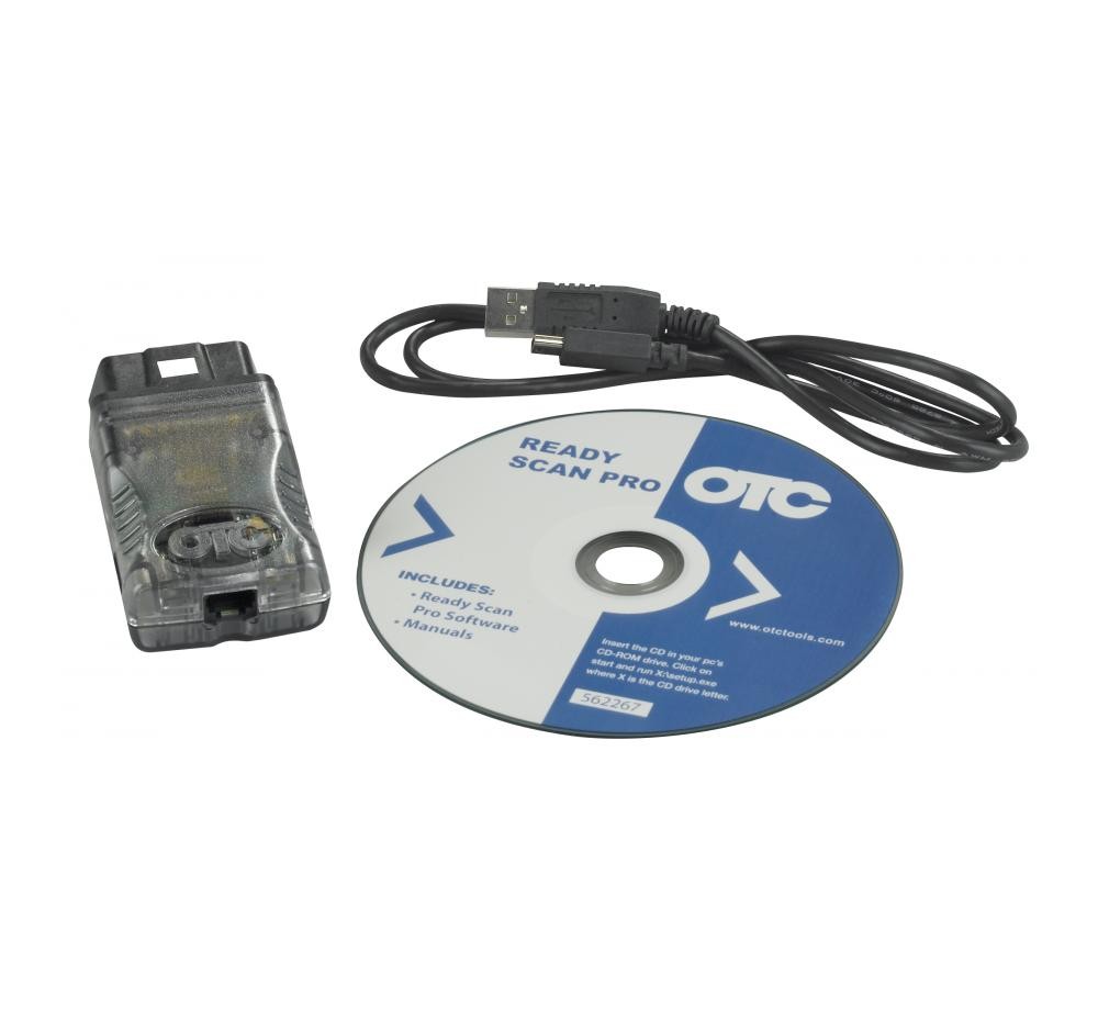 alt text: OTC 3358 Ready Scan Pro Readiness Monitor Tool plugged into a car's OBD-II port